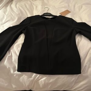 Brand new with tags NWT mm lafleur black peplum top with stretch and darts